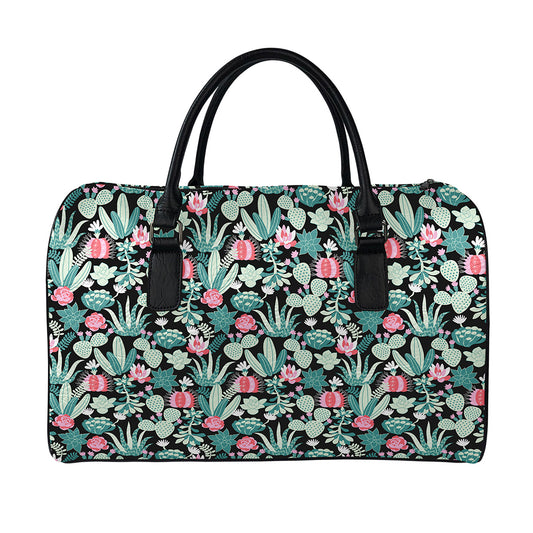Cute Cactus And Succulent Print Leather Duffle Bag