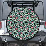 Cute Cactus And Succulent Print Leather Spare Tire Cover