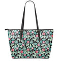 Cute Cactus And Succulent Print Leather Tote Bag With Zipper