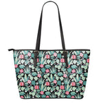 Cute Cactus And Succulent Print Leather Tote Bag