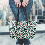 Cute Cactus And Succulent Print Leather Tote Bag
