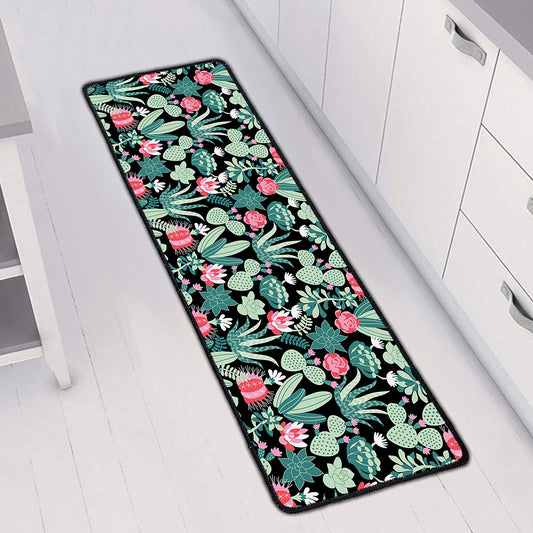 Cute Cactus And Succulent Print Long Kitchen Mat