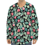Cute Cactus And Succulent Print Long Sleeve Baseball Jersey