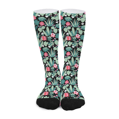 Cute Cactus And Succulent Print Long Socks