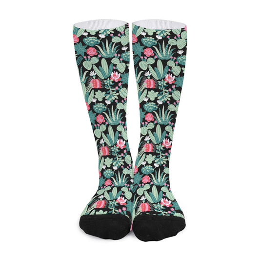 Cute Cactus And Succulent Print Long Socks