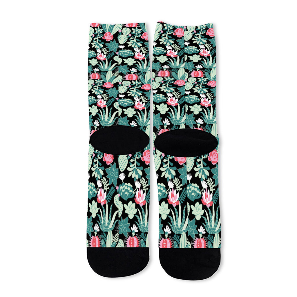 Cute Cactus And Succulent Print Long Socks