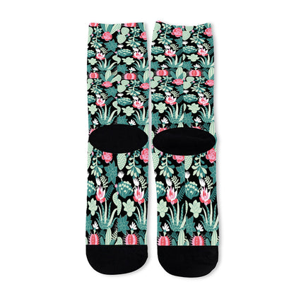 Cute Cactus And Succulent Print Long Socks
