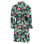Cute Cactus And Succulent Print Men's Bathrobe