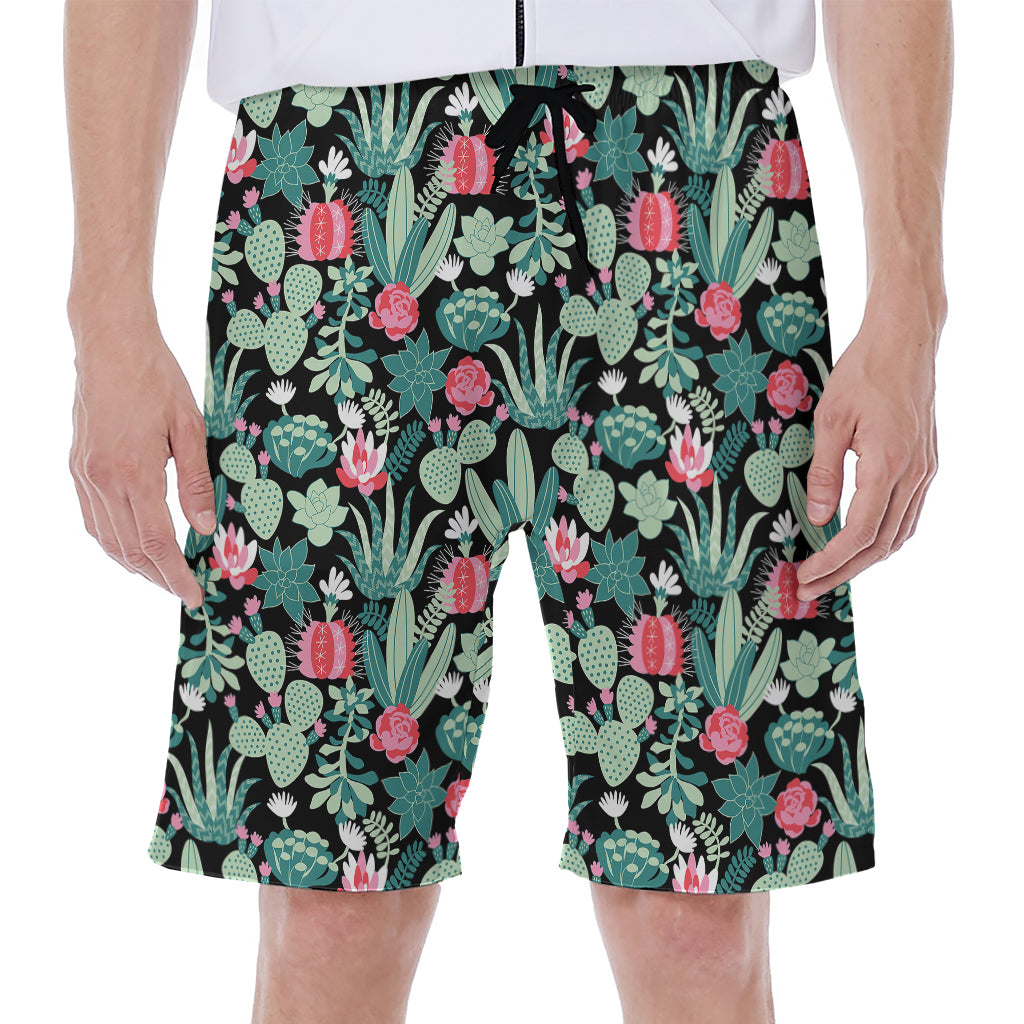 Cute Cactus And Succulent Print Men's Beach Shorts