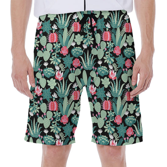 Cute Cactus And Succulent Print Men's Beach Shorts