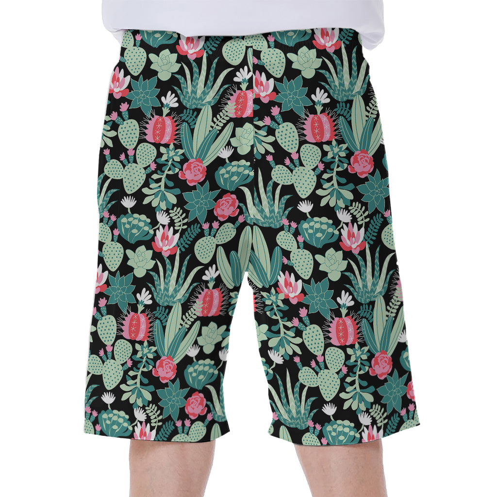 Cute Cactus And Succulent Print Men's Beach Shorts
