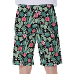 Cute Cactus And Succulent Print Men's Beach Shorts