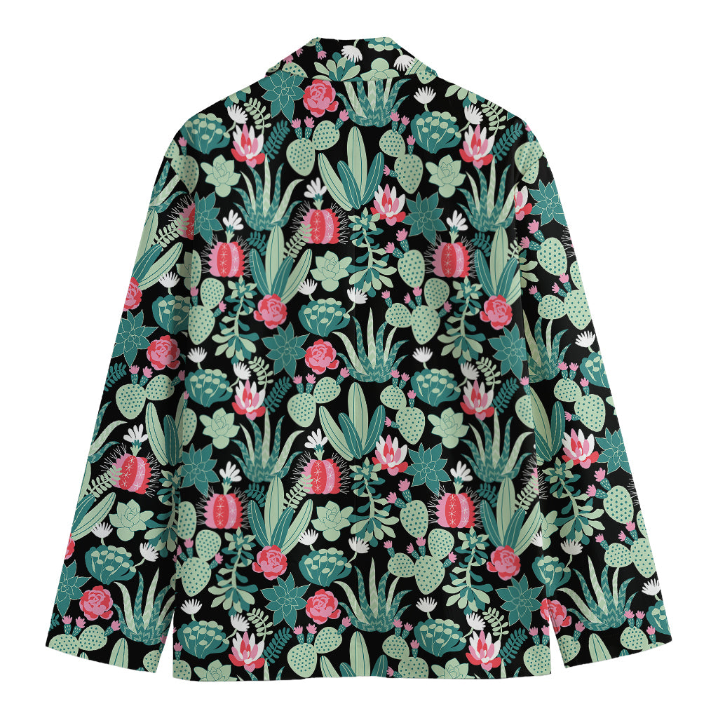 Cute Cactus And Succulent Print Men's Blazer