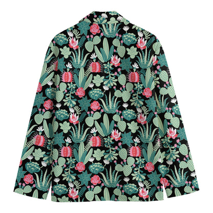 Cute Cactus And Succulent Print Men's Blazer