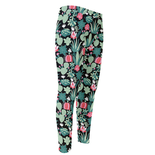 Cute Cactus And Succulent Print Men's Compression Pants