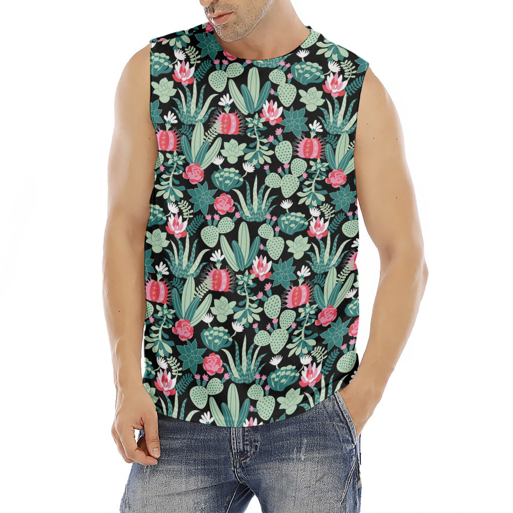 Cute Cactus And Succulent Print Men's Fitness Tank Top