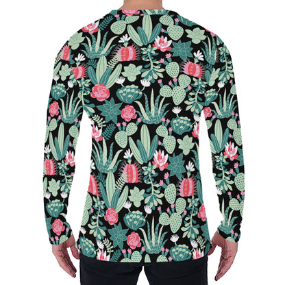 Cute Cactus And Succulent Print Men's Long Sleeve T-Shirt