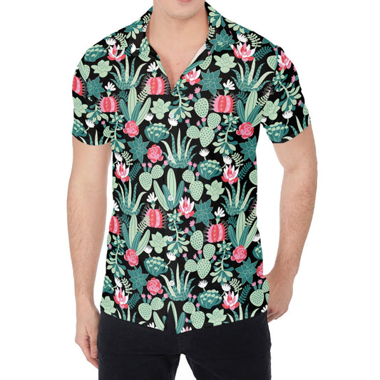 Cute Cactus And Succulent Print Men's Shirt