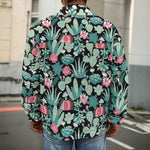 Cute Cactus And Succulent Print Men's Shirt Jacket