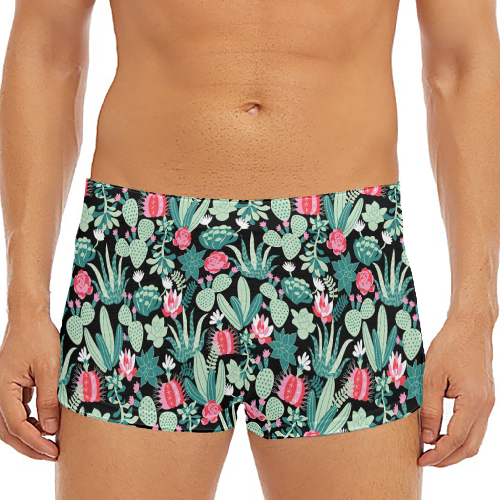 Cute Cactus And Succulent Print Men's Short Boxer Briefs