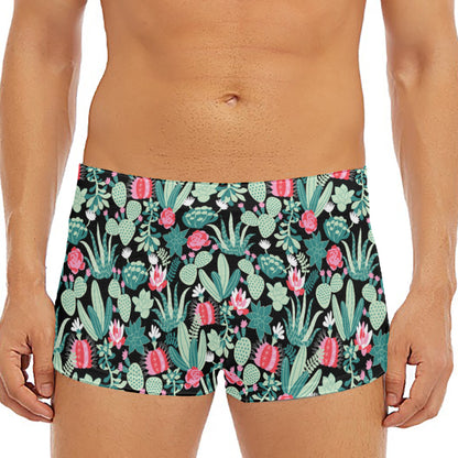 Cute Cactus And Succulent Print Men's Short Boxer Briefs