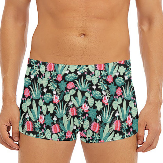 Cute Cactus And Succulent Print Men's Short Boxer Briefs