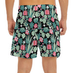 Cute Cactus And Succulent Print Men's Split Running Shorts