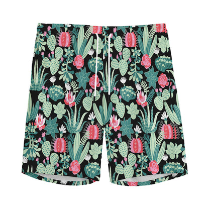 Cute Cactus And Succulent Print Men's Sports Shorts