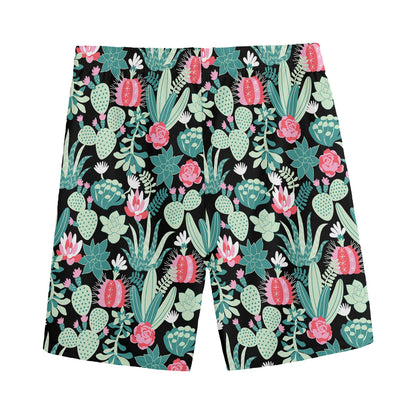 Cute Cactus And Succulent Print Men's Sports Shorts