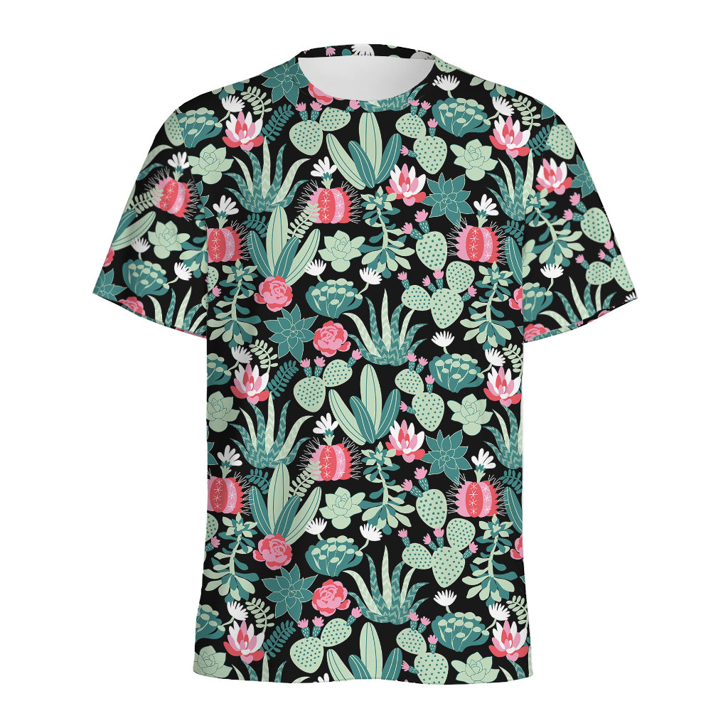 Cute Cactus And Succulent Print Men's Sports T-Shirt
