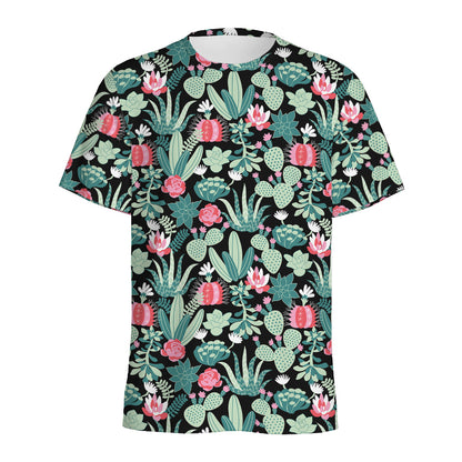 Cute Cactus And Succulent Print Men's Sports T-Shirt