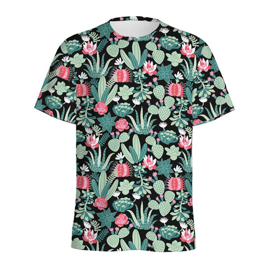 Cute Cactus And Succulent Print Men's Sports T-Shirt