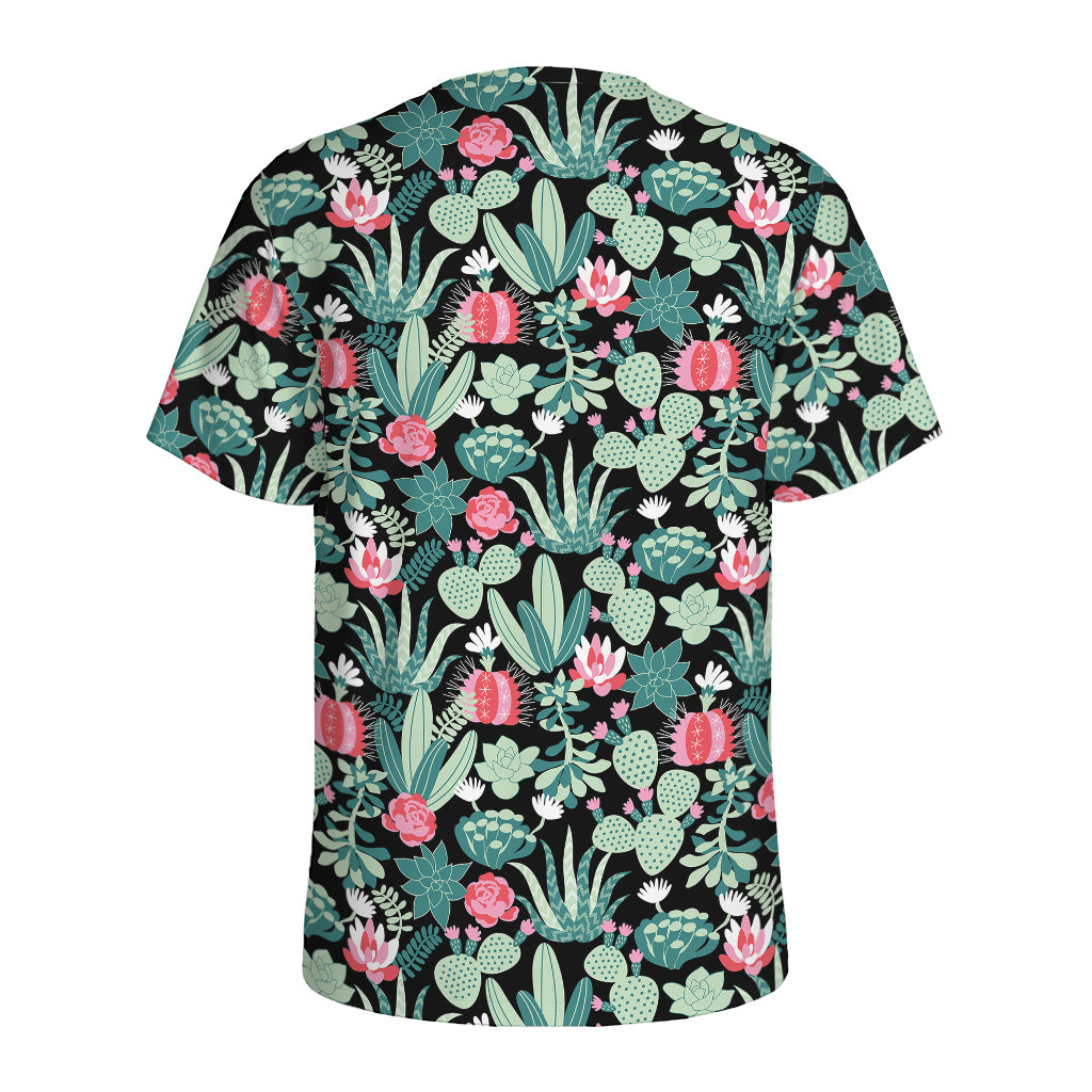 Cute Cactus And Succulent Print Men's Sports T-Shirt