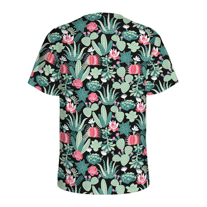 Cute Cactus And Succulent Print Men's Sports T-Shirt