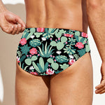 Cute Cactus And Succulent Print Men's Swim Briefs