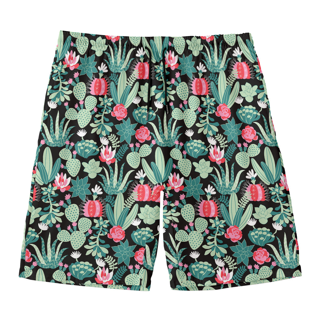 Cute Cactus And Succulent Print Men's Swim Trunks