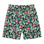 Cute Cactus And Succulent Print Men's Swim Trunks