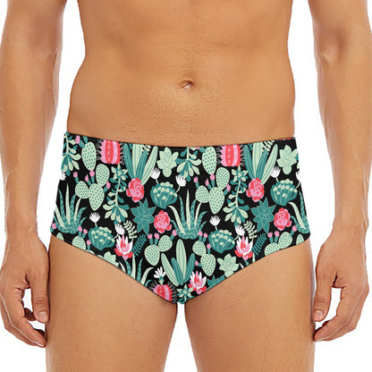 Cute Cactus And Succulent Print Men's Triangle Swim Briefs