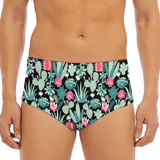 Cute Cactus And Succulent Print Men's Triangle Swim Briefs