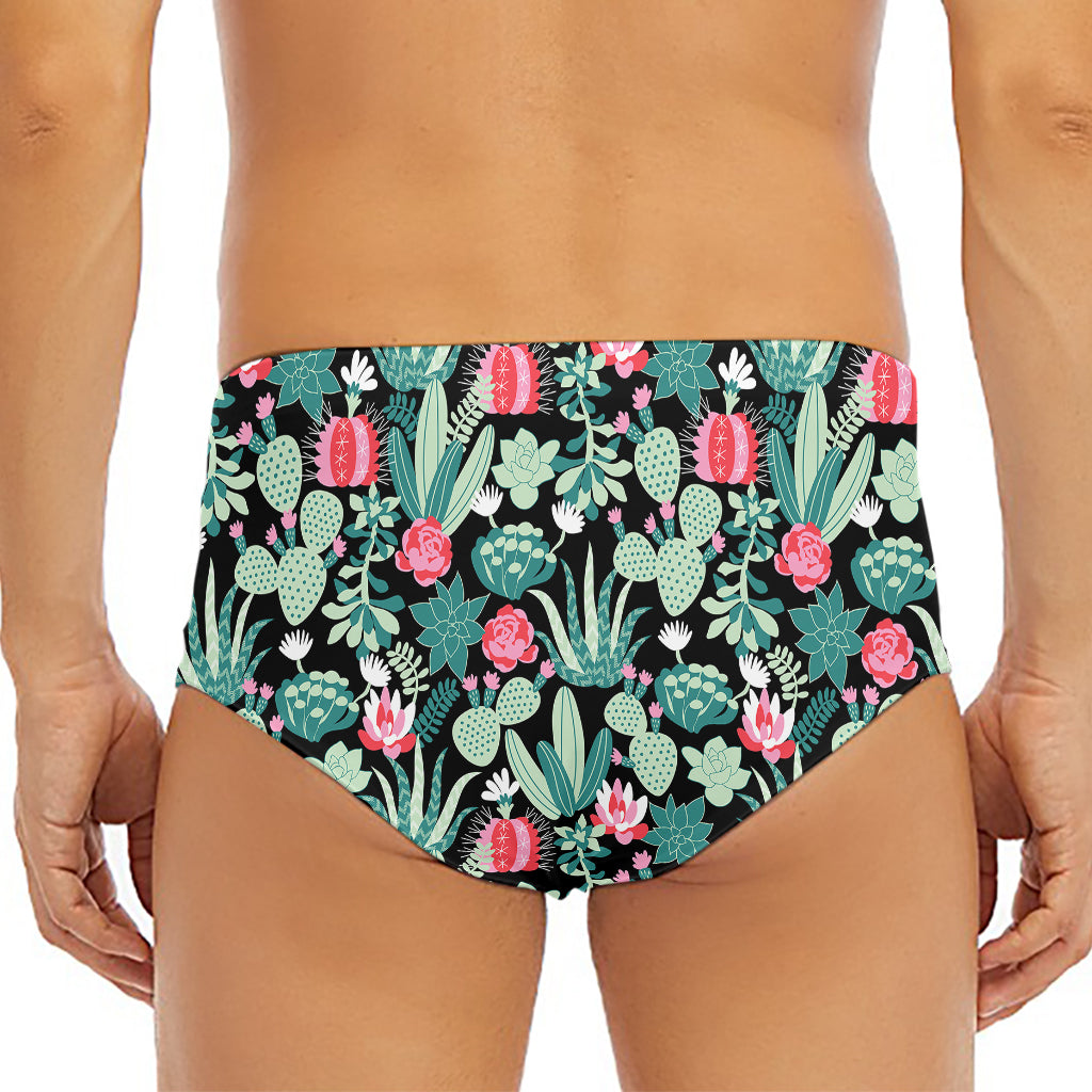 Cute Cactus And Succulent Print Men's Triangle Swim Briefs