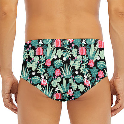 Cute Cactus And Succulent Print Men's Triangle Swim Briefs