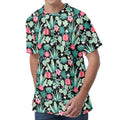 Cute Cactus And Succulent Print Men's Velvet T-Shirt