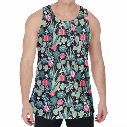 Cute Cactus And Succulent Print Men's Velvet Tank Top