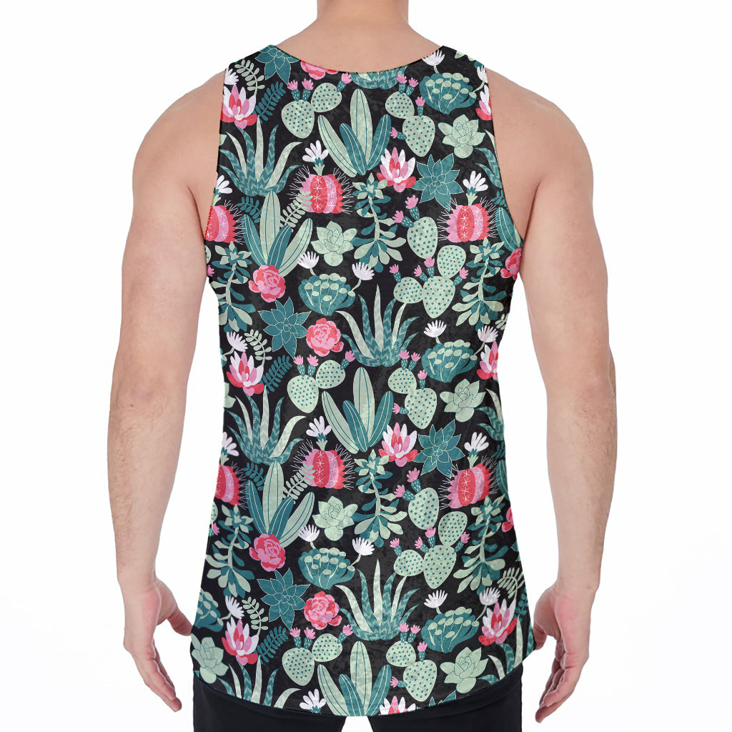 Cute Cactus And Succulent Print Men's Velvet Tank Top