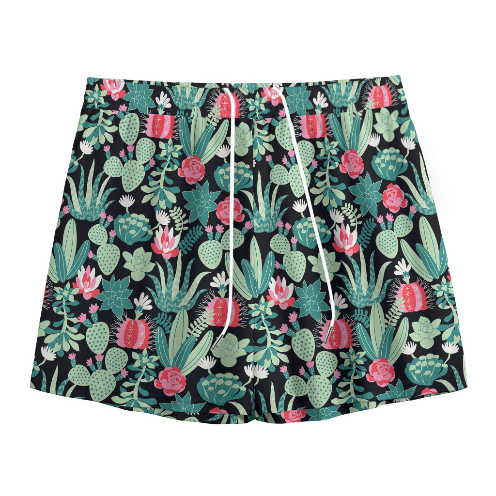 Cute Cactus And Succulent Print Mesh Shorts