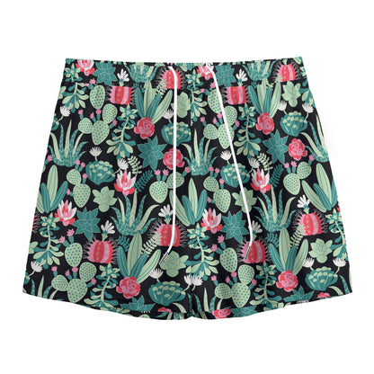 Cute Cactus And Succulent Print Mesh Shorts