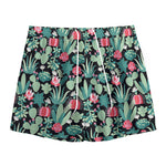 Cute Cactus And Succulent Print Mesh Shorts