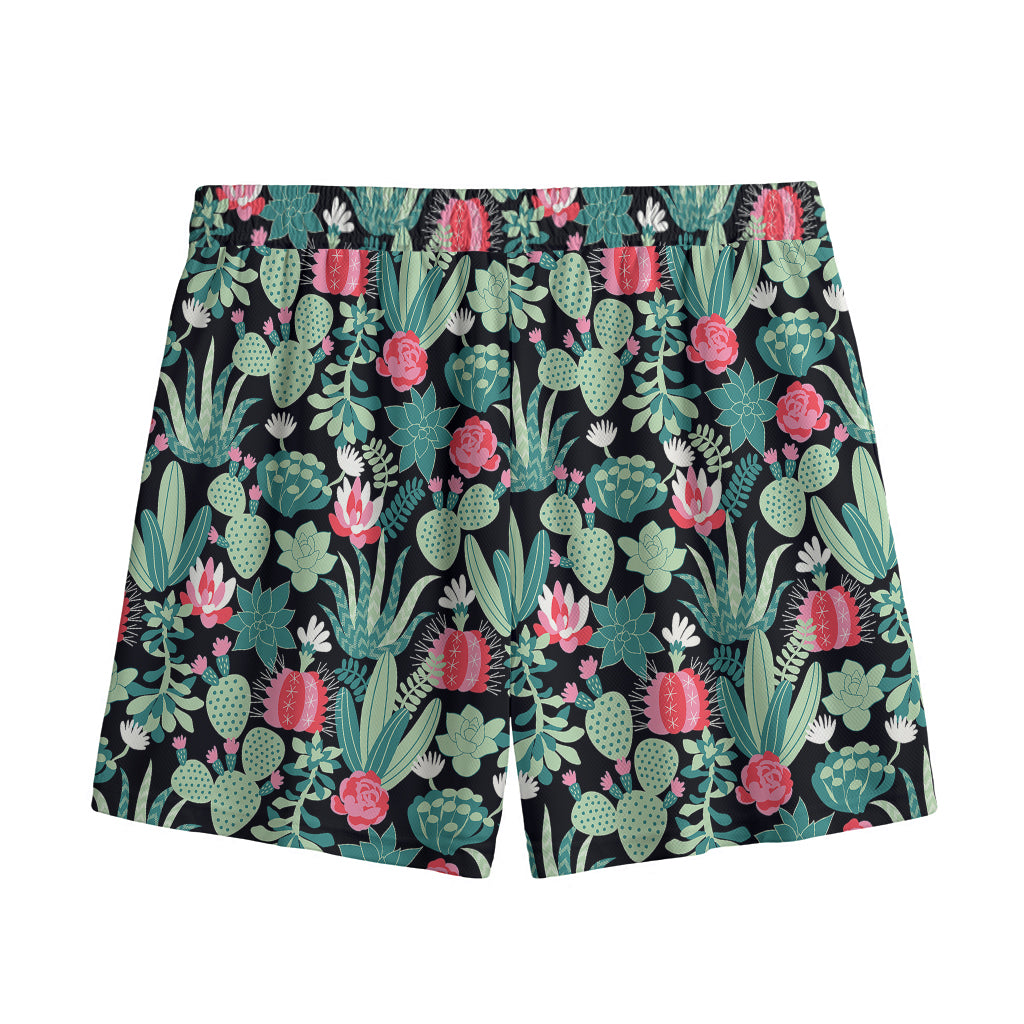 Cute Cactus And Succulent Print Mesh Shorts