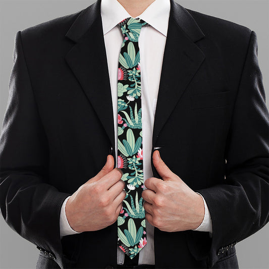 Cute Cactus And Succulent Print Necktie