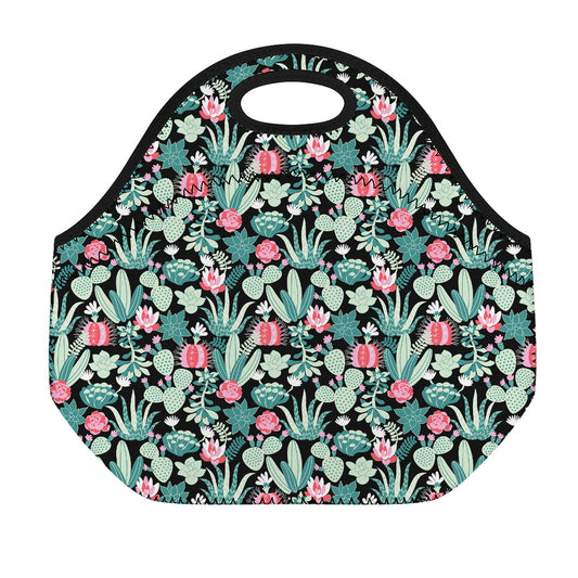 Cute Cactus And Succulent Print Neoprene Lunch Bag